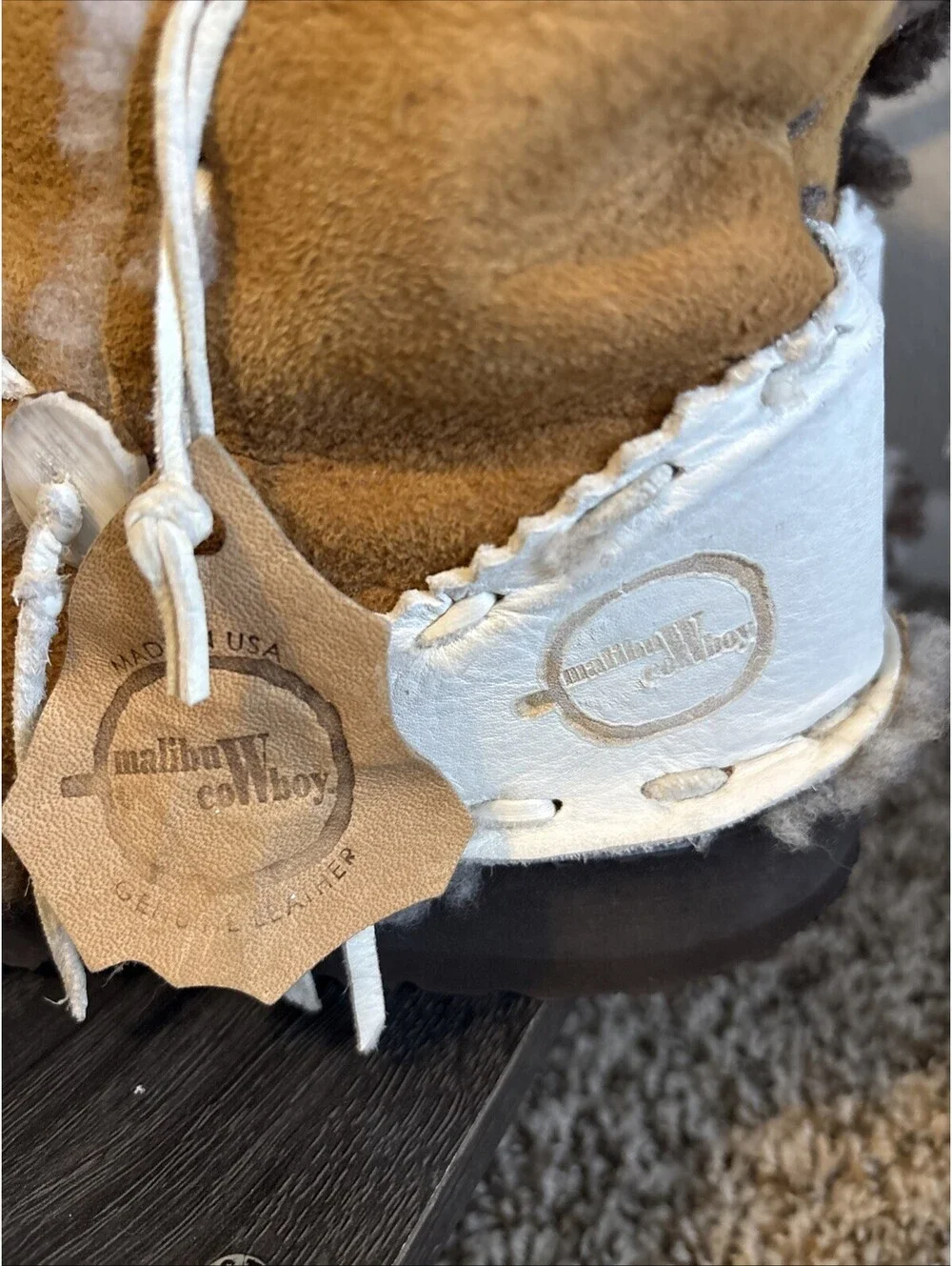 Malibu Cowboy Boots Handmade Leather USA Size 6 Sherling Birkenstock Outsole